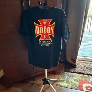 Bourget Black Graphic T-Shirt with Red and Yellow Design